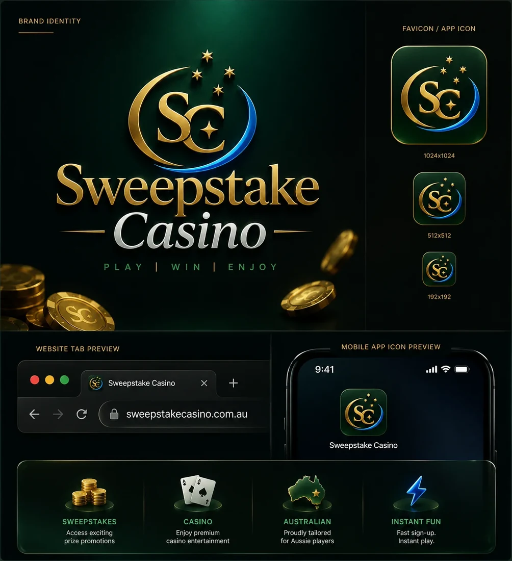 Sweepstakes casino desktop lobby with featured games and a Sweeps Coins balance
