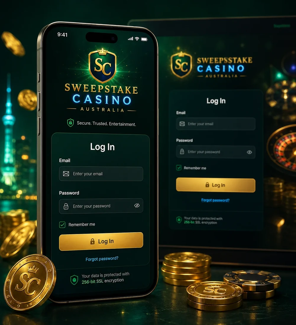 Logging in to a sweepstakes casino account on an iOS app